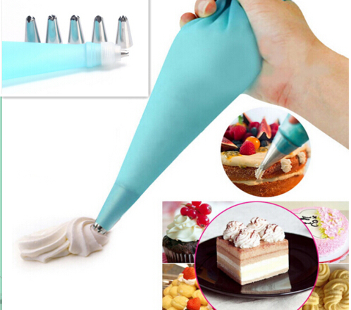 8pcs. CAKE DECORATING KIT with Silicone Reusable Pastry Bag