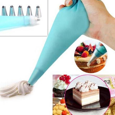 8pcs. CAKE DECORATING KIT with Silicone Reusable Pastry Bag